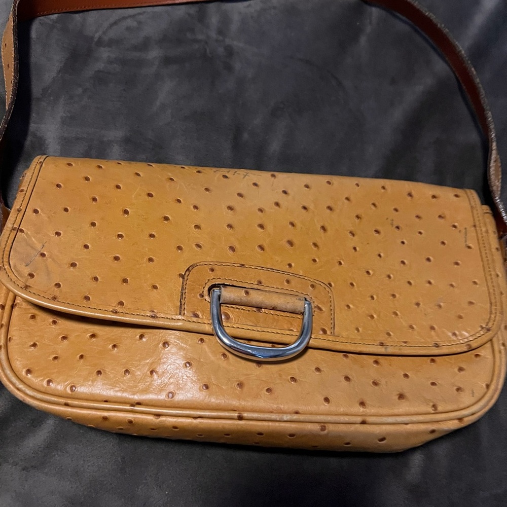 Dooney & Bourke Tan Crossbody Bag with Ostrich Texture